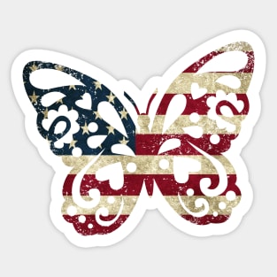 American Flag Butterfly Sticker